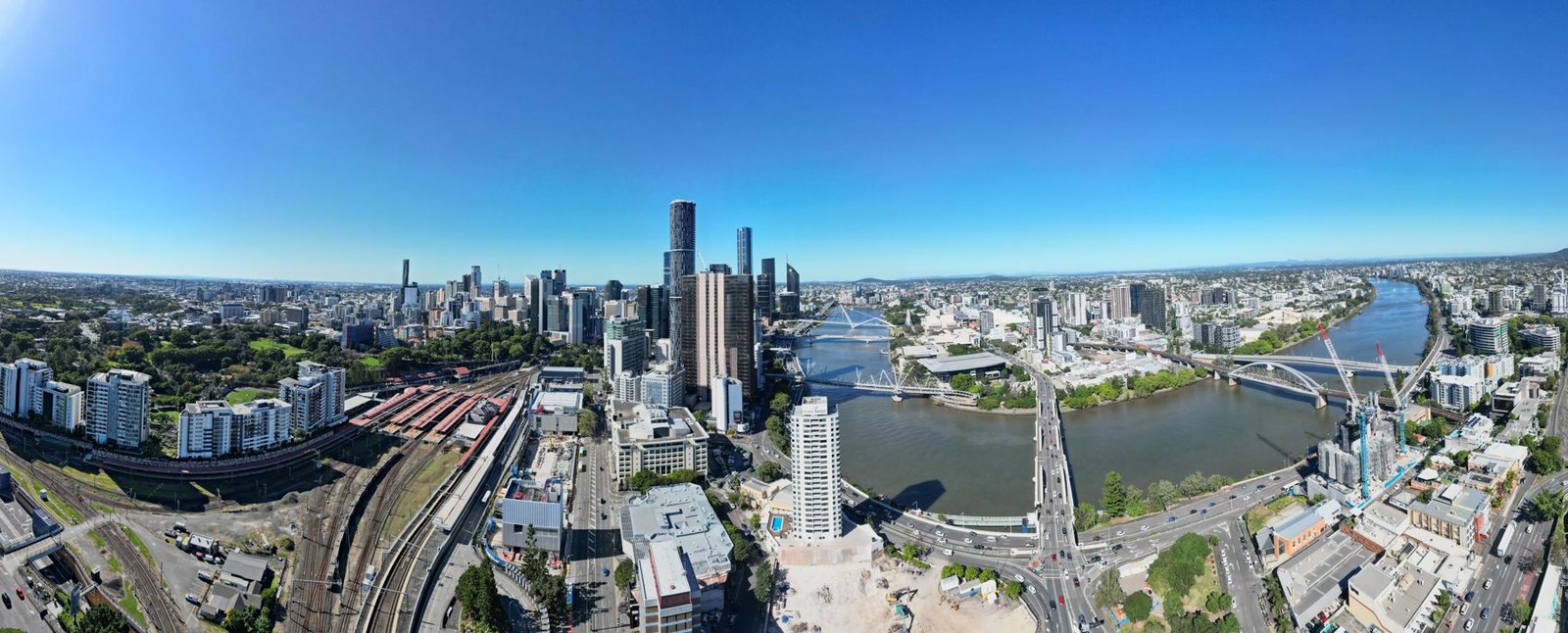 Brisbane city skyline beside the river